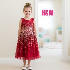 H&M Glittering Red Tulle Dress